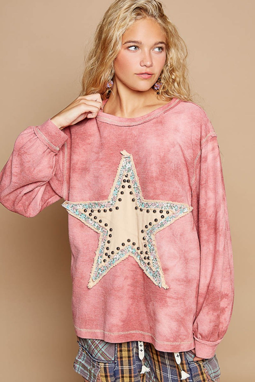 POL Washed Star Patch With Studded Top
