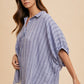 Annie Wear Striped Button Up Half Sleeve Shirt