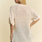 Davi & Dani Side Slit Openwork Round Neck Half Sleeve Knit Cover Up