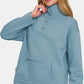 Zenana Turtleneck Half Snap Fleece Sweatshirt