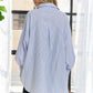 ADORA High-Low Striped Button Down Smocked Lantern Sleeve Shirt