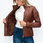 YMI Faux Layered Double-Zipper Jacket with Fuzzy Hood