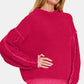 Zenana Exposed Seam Mock Neck Long Sleeve Sweater