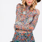 SAGE + FIG Floral Mesh Long Sleeve Top