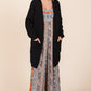 Mittoshop Open Front Long Sleeve Longline Cardigan