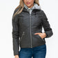 YMI Faux Layered Double-Zipper Jacket with Fuzzy Hood