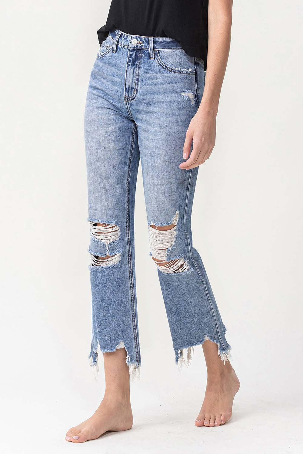 Lovervet High Rise Distressed Straight Jeans