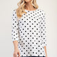 Celeste Full Size Polka Dot Round Neck Three-Quarter Sleeve T-Shirt