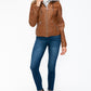 YMI Faux Layered Double-Zipper Jacket with Fuzzy Hood