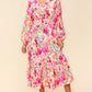 Haptics Full Size Floral Surplice Balloon Sleeve Dress with Side Pockets