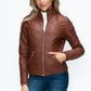 YMI Faux Layered Double-Zipper Jacket with Fuzzy Hood