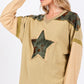 SAGE + FIG Star Patch Long Sleeve Color Block T-Shirt