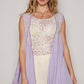 POL Embroidered Pearls Open Front Sleeveless Cardigan