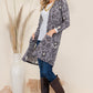 Celeste Full Size Leopard Open Front Contrast Cardigan