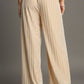 Umgee Elastic Waist Striped Wide Leg Velvet Pants