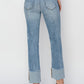 RISEN Full Size High Rise Cuffed Slim Straight Jeans