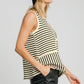 Umgee Round Neck Texture Striped Tank