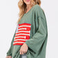 SAGE + FIG Full Size American Flag Patch Drop Shoulder T-Shirt