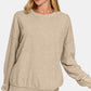 Zenana Washed Round Neck Dropped Shoulder Sweatshirt