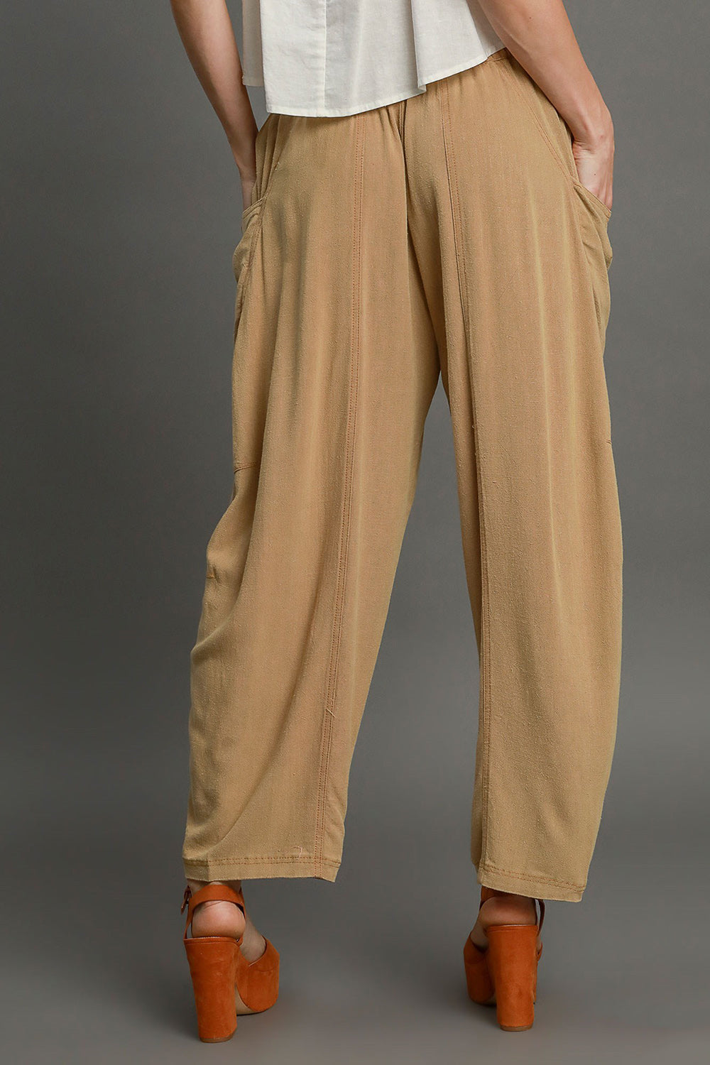 Umgee Elastic Waist Baggy Fit Pants with Pockets