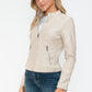 Snobbish PU Leather Zip Up Jacket with Pockets