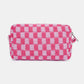 Zenana Checkered Pattern Knitted Cosmetic Pouch