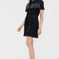 bytos Full Size Embellished Button Down Short Sleeve Denim Dress