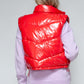 Snobbish Zip Up Turtleneck Shiny Quilted Vest