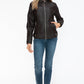 Snobbish Faux Leather Biker Jacket with Side Zip Pockets