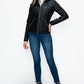 YMI Faux Layered Double-Zipper Jacket with Fuzzy Hood