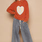 POL Cable-Knit Peace Patch Dropped Shoulder Sweater