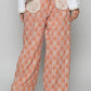 POL Lace Trim Drawstring Checkered Wide Leg Pants
