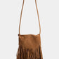 Fame Faux Suede Fringe Rectangle Crossbody Bag