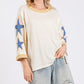SAGE + FIG Star Patch Side Slit Round Neck Top
