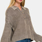 Zenana Washed Half Button Long Sleeve Sweater