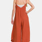 Zenana Spaghetti Strap Wide Leg Overalls with Pockets