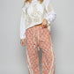 POL Lace Trim Drawstring Checkered Wide Leg Pants