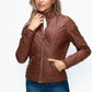 YMI Faux Layered Double-Zipper Jacket with Fuzzy Hood