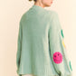 Davi & Dani Fuzzy Smile Open Front Long Sleeve Cardigan