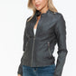 Snobbish PU Leather Biker Jacket with Side Zip Pockets