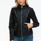 Snobbish Faux Leather Zip Up Mock Neck Jacket