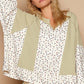 POL Waffle Knit Floral Notched Long Sleeve Top