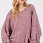 SAGE + FIG Round Neck Batwing Sleeve Oversize Top