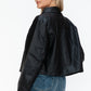 Snobbish Snap Down Long Sleeve PU Leather Jacket