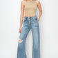 RISEN Mid Rise Button Fly Wide Leg Jeans