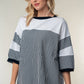 White Birch Full Size Striped Contrast Round Neck Top