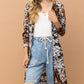 And The Why Leopard Kimono Open Front Longline Cardigan