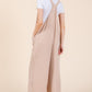 BOMBOM Knot Straps Wide Leg Ribbed Overalls with Pockets