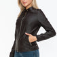 Snobbish PU Leather Biker Jacket with Side Zip Pockets