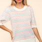 Haptics Round Neck Half Sleeve Multi Color Knit Top